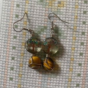 tree tiger’s eye earrings